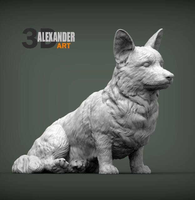 3D Printed Corgi Figurine Silk Pla Dog Statue, Home Decor - image 1