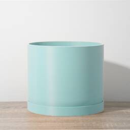 "Minimalist Planter With Drainage & Saucer in Teal, Unique & Modern 3D-Printed Plant Pot, Sizes 4"" 5"" 6"" 7"" 8" - thumbnail 2