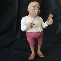 Paper Mache Sculpture - The Bald Barber - thumbnail 2