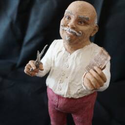 Paper Mache Sculpture - The Bald Barber - thumbnail 3