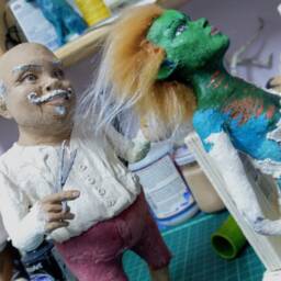 Paper Mache Sculpture - The Bald Barber - thumbnail 4