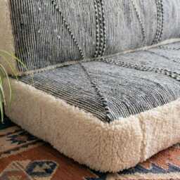 Boho Style Handmade Cotton & Wool Moroccan Floor Couch Cover Set - Black White Set Customization Available - thumbnail 4