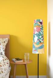 Tall Tropical Bird Lampshade Conical Or Cylindrical Shape, Scandinavian Fabric, Rainforest Paradise Pattern - thumbnail 1