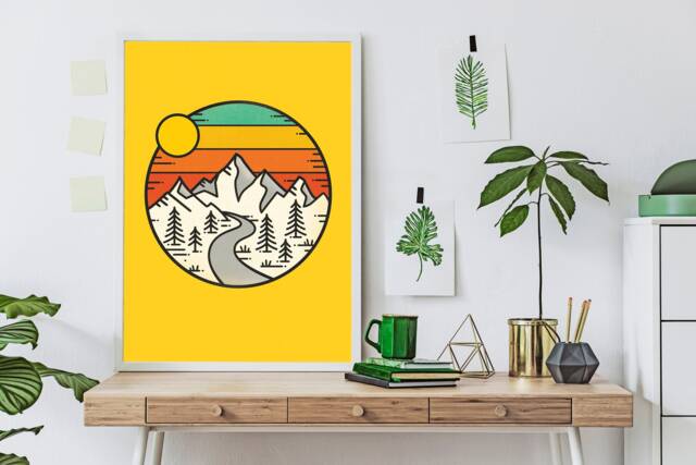 Pastel Mountains Wall Art, Home Decor, Art Print A4 & A3 Poster - image 1