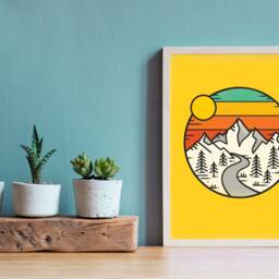 Pastel Mountains Wall Art, Home Decor, Art Print A4 & A3 Poster - thumbnail 3