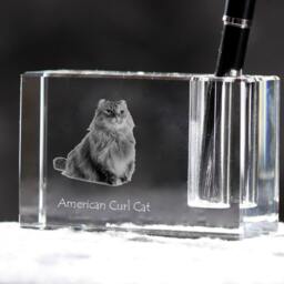 American Curl , Crystal Pen Holder With Cat, Souvenir, Decoration, Limited Edition, Collection - thumbnail 2