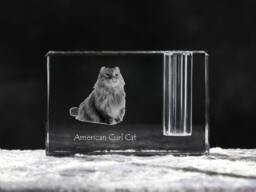 American Curl , Crystal Pen Holder With Cat, Souvenir, Decoration, Limited Edition, Collection - thumbnail 1