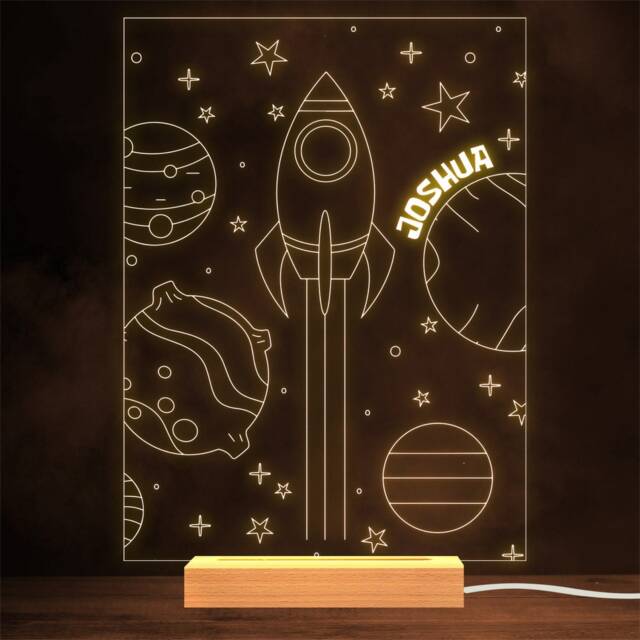 Space Rocket Planets Astronomy Fan Personalised Gift Lamp Night Light - image 1