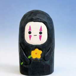 Handmade No-Face Wooden Figurine Ornament, Ghibli Fan Gift For Her, Spirited Away - thumbnail 3