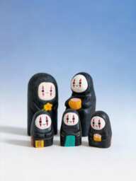 Handmade No-Face Wooden Figurine Ornament, Ghibli Fan Gift For Her, Spirited Away