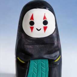 Handmade No-Face Wooden Figurine Ornament, Ghibli Fan Gift For Her, Spirited Away - thumbnail 4