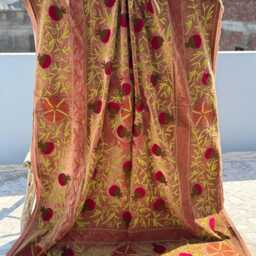 Embroidered Velvet Suzani Quilt - Artisan Handmade Bedding - thumbnail 2