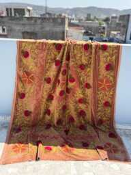Embroidered Velvet Suzani Quilt - Artisan Handmade Bedding - thumbnail 1