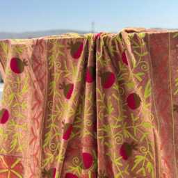 Embroidered Velvet Suzani Quilt - Artisan Handmade Bedding - thumbnail 3