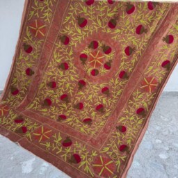Embroidered Velvet Suzani Quilt - Artisan Handmade Bedding - thumbnail 4