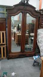 French Armoire Wardrobe Bevelled Mirrored Doors - thumbnail 1