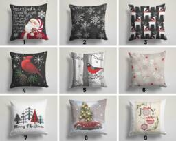 Santa Claus, Christmas Cushions Cover/Christmas Gift/Red & White Tree Pillow Cover/Snow Flakes/Winter Xmas Cushion - thumbnail 1