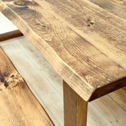Arton // Rustic Live Edge Dining Table & Bench With Pine Square Legs - thumbnail 3