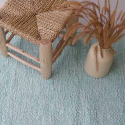 Medium Handwoven Aqua Green Rug, Cotton Bathroom Kitchen Bedroom Bohemian Decor, Kids Teppich Aus Baumwolle - thumbnail 3