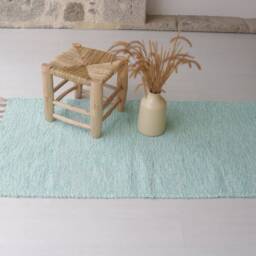 Medium Handwoven Aqua Green Rug, Cotton Bathroom Kitchen Bedroom Bohemian Decor, Kids Teppich Aus Baumwolle - thumbnail 2