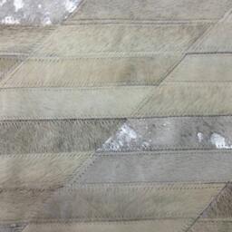 Patchwork Cowhide Rug, Model Lima 06, Mix Of Whites, Greys & Metallic Silver Accents, 5'x7' - thumbnail 3