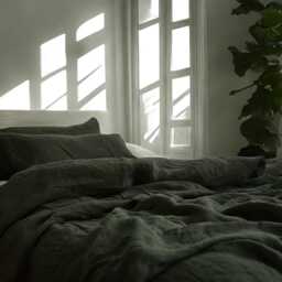 Charcoal Green Linen Duvet Cover Soft 1 Medium Weight Cover Breathable Stonewashed Comfort - thumbnail 3