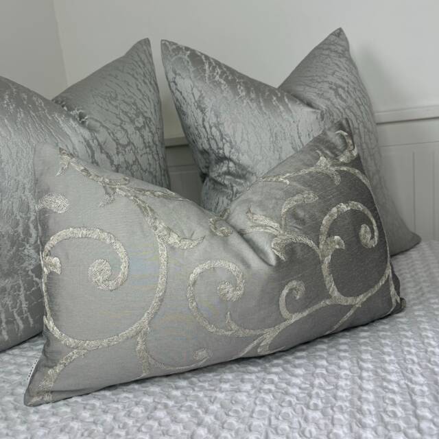 "Luxury Silver Cushion Cover, Throw Pillow 12"" X 20" - image 1