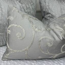 "Luxury Silver Cushion Cover, Throw Pillow 12"" X 20" - thumbnail 2