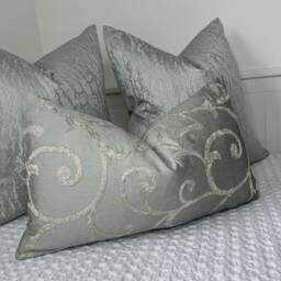 "Luxury Silver Cushion Cover, Throw Pillow 12"" X 20"