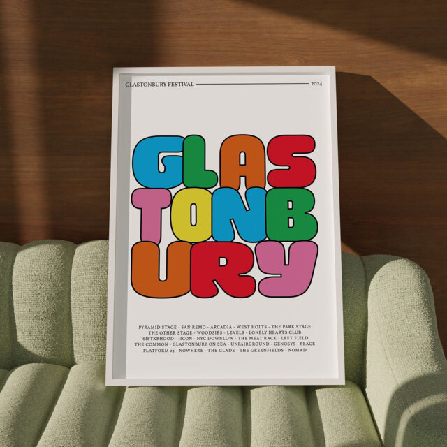 Personalised Glastonbury Print - Festival Custom Poster Music House Graphic Wall Decor Funky - image 1