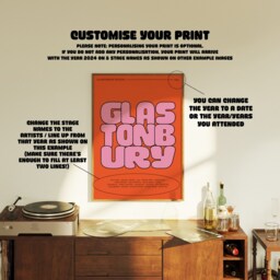 Personalised Glastonbury Print - Festival Custom Poster Music House Graphic Wall Decor Funky - thumbnail 3