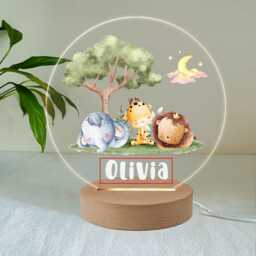 Personalised Animal Gifts For Kids Led Desk Table Lamp Nursery Night Light Gifts Girls Children Birthday 7 Colours Flashing - thumbnail 4