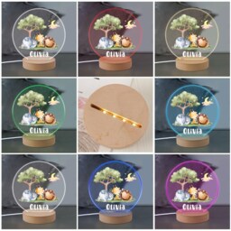 Personalised Animal Gifts For Kids Led Desk Table Lamp Nursery Night Light Gifts Girls Children Birthday 7 Colours Flashing - thumbnail 2