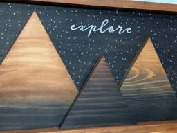 Framed Explore Star Night 3D Mountain Wall Art Cabin Decor Rustic Home Decoration