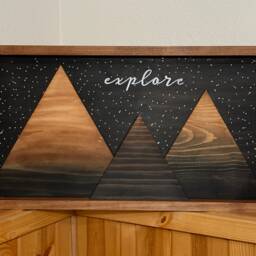 Framed Explore Star Night 3D Mountain Wall Art Cabin Decor Rustic Home Decoration - thumbnail 2