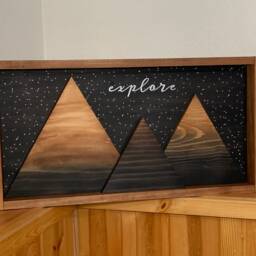 Framed Explore Star Night 3D Mountain Wall Art Cabin Decor Rustic Home Decoration - thumbnail 4