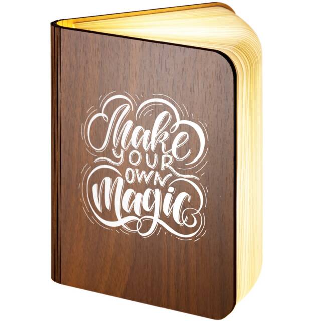 Personalised Wooden Folding Magnetic Glowing Led Book Lamp Featuring Make Your Own Magic Design - image 1