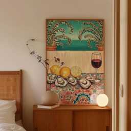 Oyster & Wine Poster, Mediterranean Coastal Print, Kitchen Wall Art - thumbnail 2
