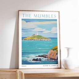 The Mumbles Wales Art Print - Coastal Wall Art, Swansea Travel Poster, Seaside Home Decor, Welsh Town Poster - thumbnail 1