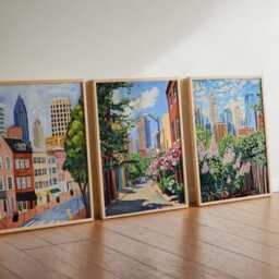 Set Of 3 Charlotte North Carolina Posters, Travel Posters Set, Prints, Wall Art, City Decor - thumbnail 2