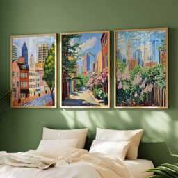 Set Of 3 Charlotte North Carolina Posters, Travel Posters Set, Prints, Wall Art, City Decor - thumbnail 3