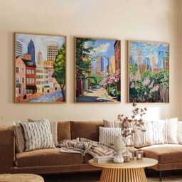 Set Of 3 Charlotte North Carolina Posters, Travel Posters Set, Prints, Wall Art, City Decor - thumbnail 1