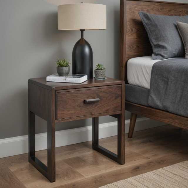 Solid Wood Bedside Table in Oak & Walnut, Modern With Wooden Or Metal Legs, Individually Customizable, Made-To-Measure Nightstand - image 1