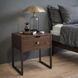 Solid Wood Bedside Table in Oak & Walnut, Modern With Wooden Or Metal Legs, Individually Customizable, Made-To-Measure Nightstand - thumbnail 2