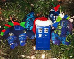 Nerdisaurus Whovian Stegosaurus Dinosaur Christmas Ornament - thumbnail 1