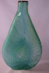 Handblown Glass Aqua/Pale Green Flattened Teardrop Vase - thumbnail 1