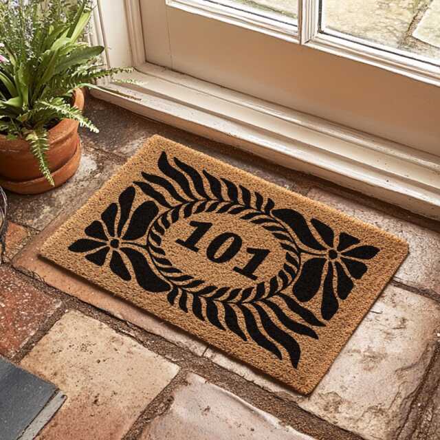 Custom Floral Apartment Rug - Finds Personalized Decor House Number Housewarming Gift - image 1