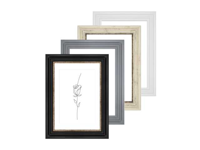 A2 A3 A4 A5 A6 Black Picture Frame - Antique Distressed Art Deco Photo Fits With Mount White Vintage Grey - image 1