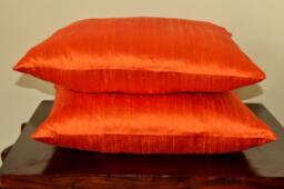 Saffron Color Pure Dupioni Silk Cushion Cover/Sham, 12x12, 12x16, 12x20, 14x20, 14x24, 16x16, 18x18, 20x20, 22x22, 24x24 & 26x26