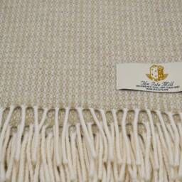 Pure Merino Lambs Wool Beige & Cream Extra Large Blanket/Throw/Made in Scotland/Uk/ - thumbnail 2